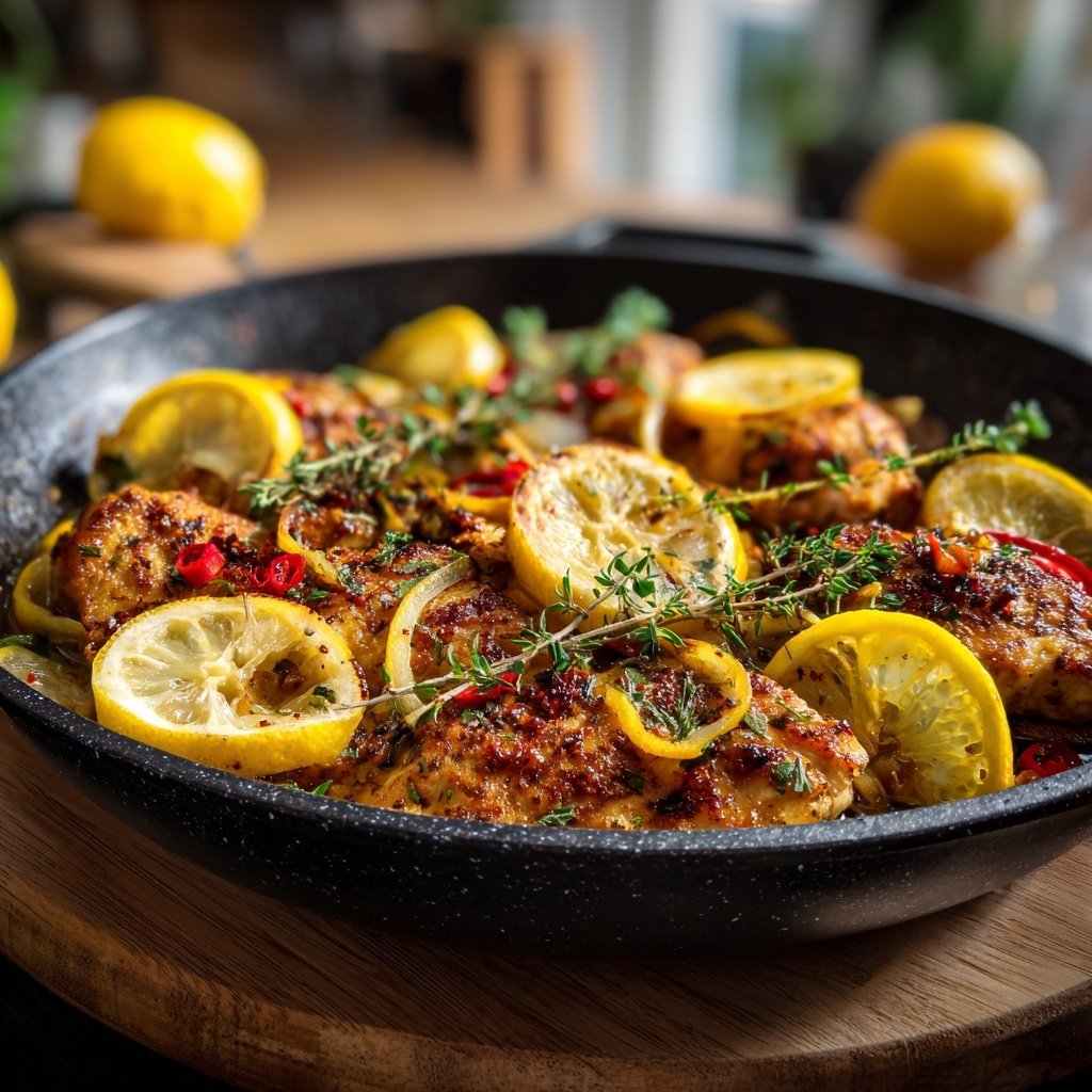Kalorienarme Hähnchenpfanne Mit Zitronen Kräutern