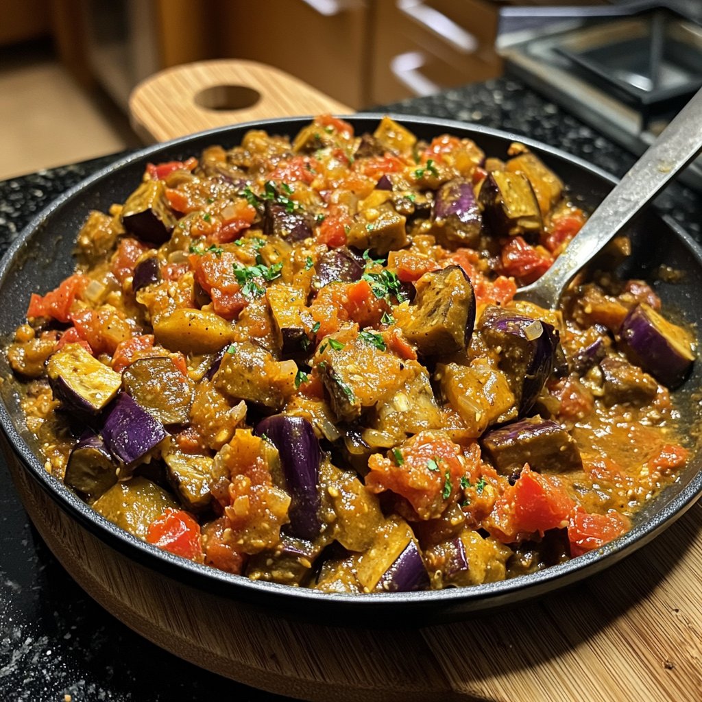 Curry mit Aubergine und Tomaten