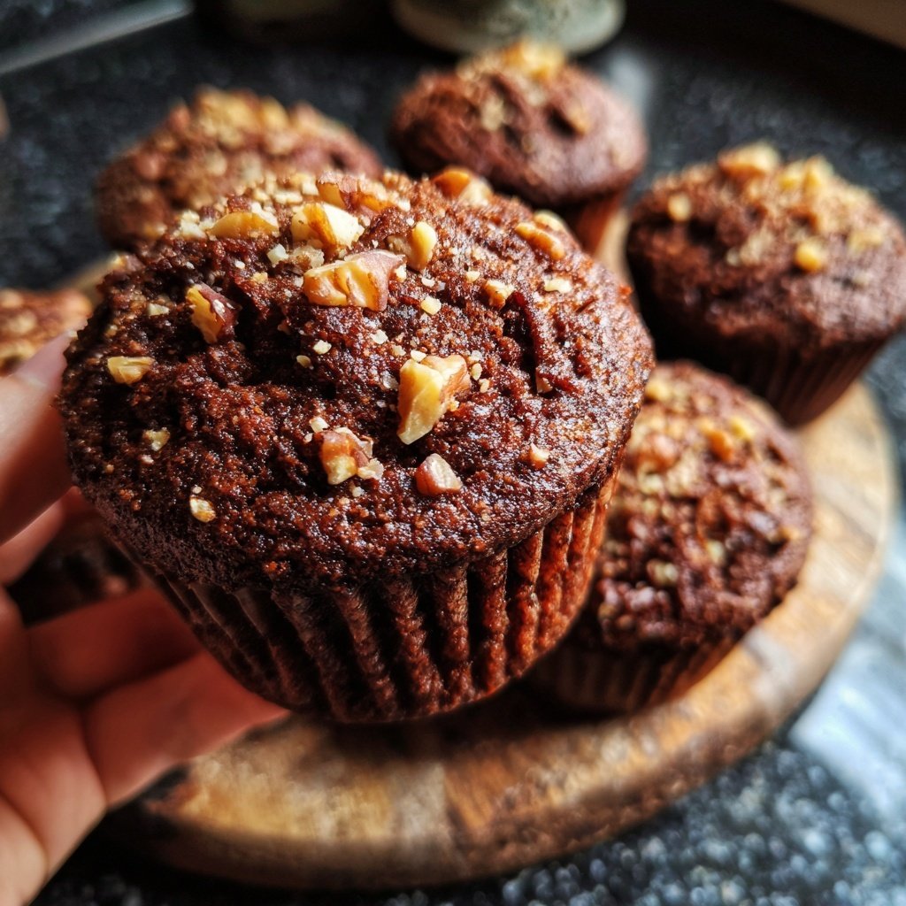 Muffins mit Kakao und Nüssen
