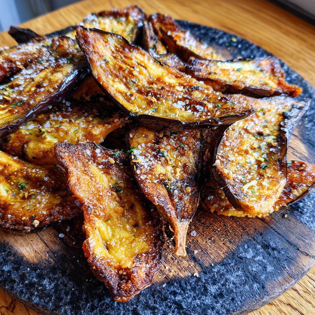 Auberginen aus der Pfanne knusprig